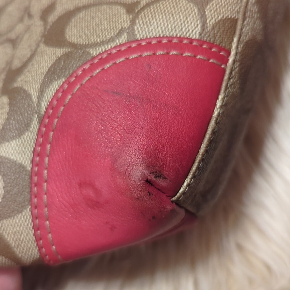 Coach Signature Canvas Tote Bag - Pink and Tan - Picture 16 of 16